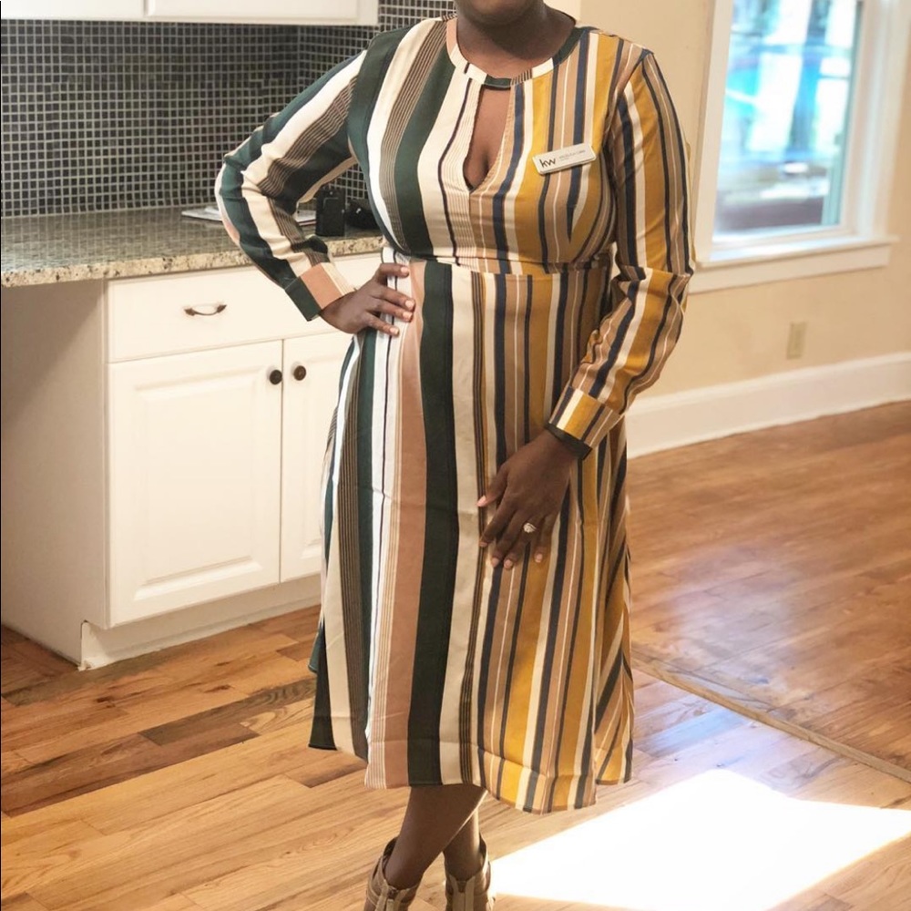 Boohoo striped midi dress